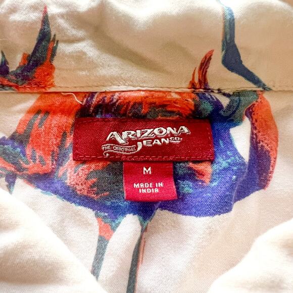 Arizona Jeans flamingo print button down unisex shirt medium - Picture 6 of 10